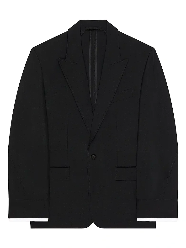 Men's Couture Seam Single-Breasted Jacket in Wool and Mohair - Black Men's Couture Seam Single-Breasted Jacket in Wool and Mohair - Black