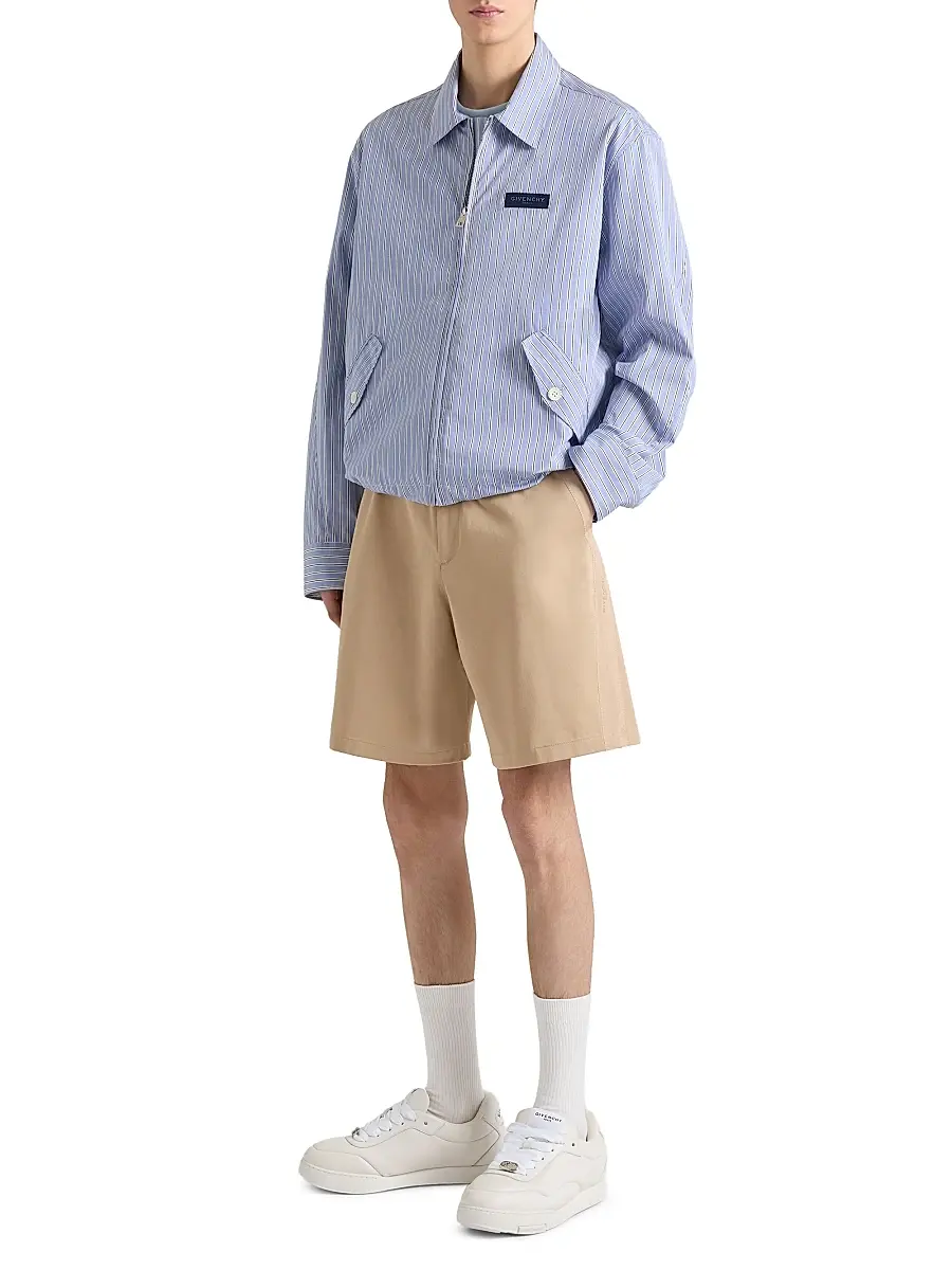 Givenchy Men's Couture Seam Bermuda Shorts in Cotton with Gros Grain - Beige | Thumbnail 2