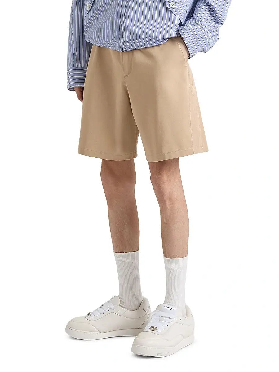 Givenchy Men's Couture Seam Bermuda Shorts in Cotton with Gros Grain - Beige | Thumbnail 3