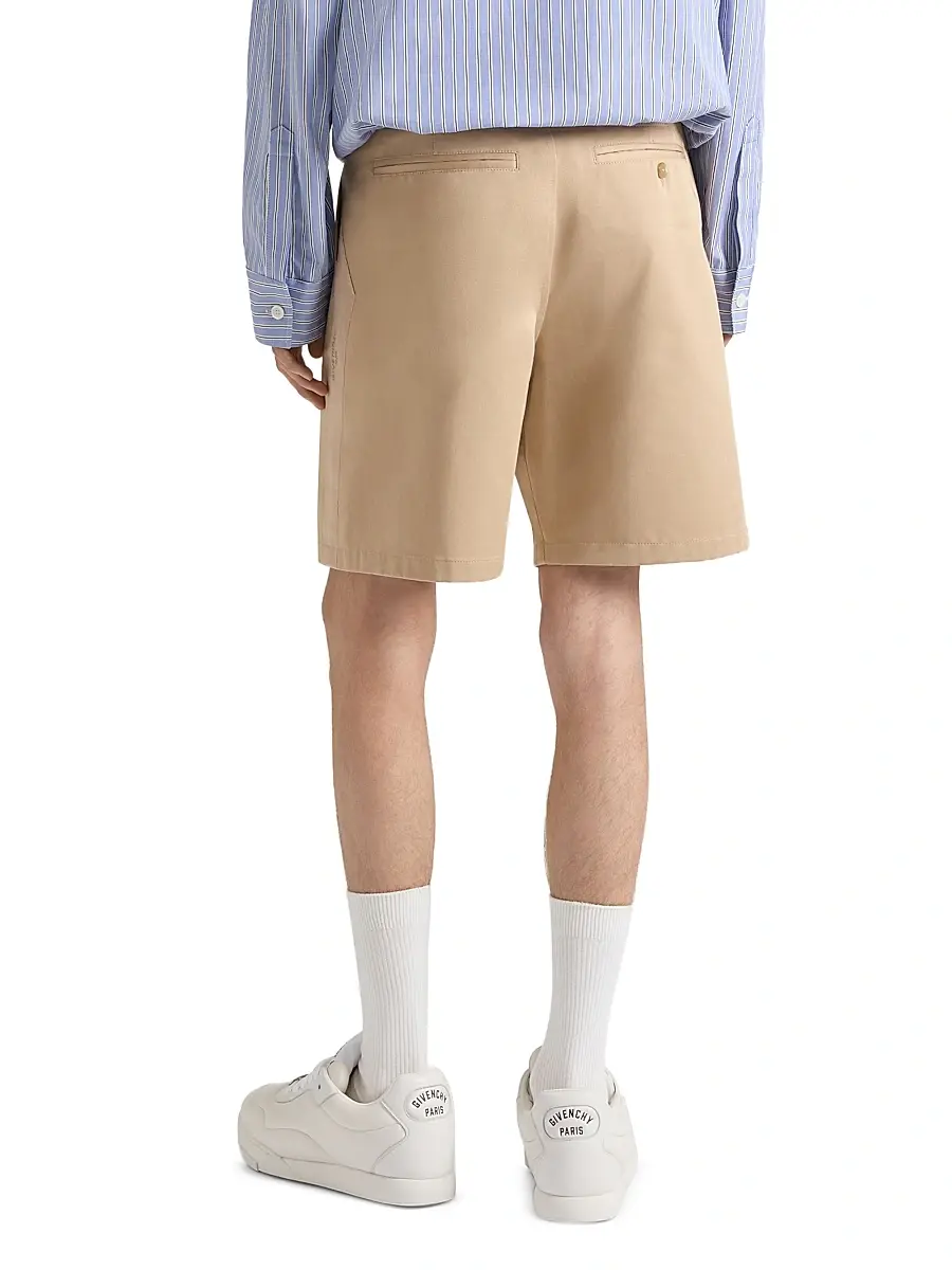 Givenchy Men's Couture Seam Bermuda Shorts in Cotton with Gros Grain - Beige | Thumbnail 4