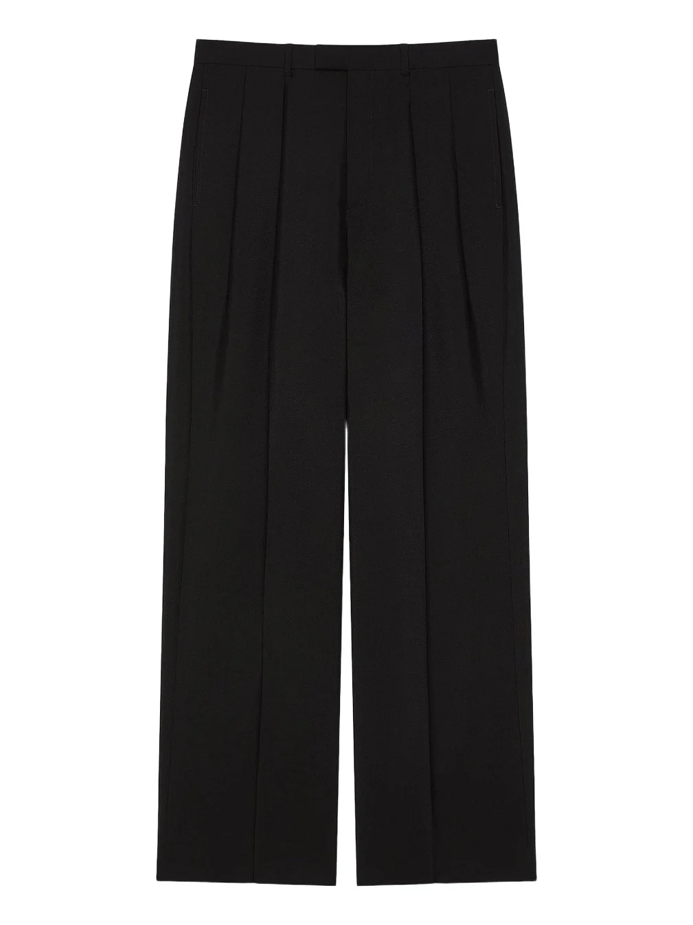Men's Double Pleated Pants in Wool and Mohair - Black Men's Double Pleated Pants in Wool and Mohair - Black