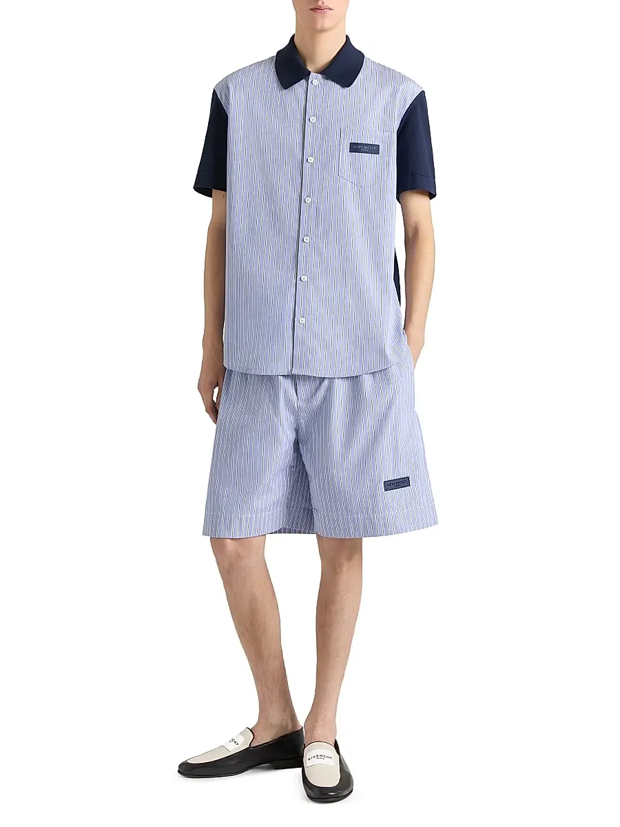Givenchy Men's Striped Bermuda Shorts in Cotton with Gros Grain Detail | Thumbnail 2