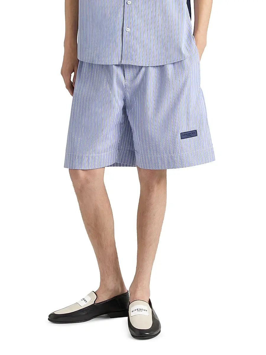 Givenchy Men's Striped Bermuda Shorts in Cotton with Gros Grain Detail | Thumbnail 3