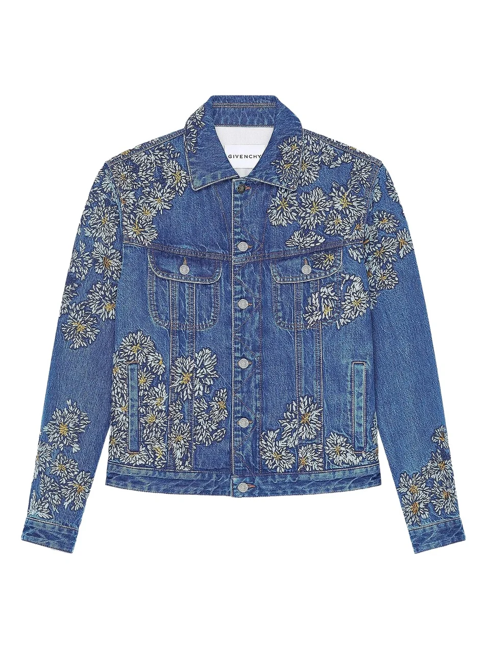 Givenchy Men's Jacket in Denim with Pompom Embroidery - Medium Blue