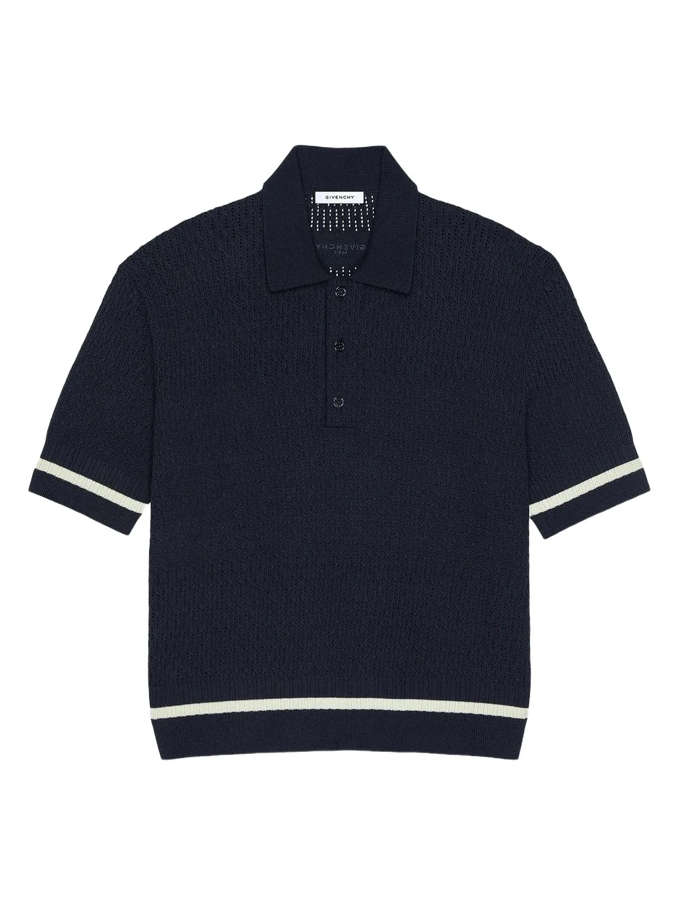 Givenchy Men's Polo Shirt in Knit with Logo Embroidery - Night Blue