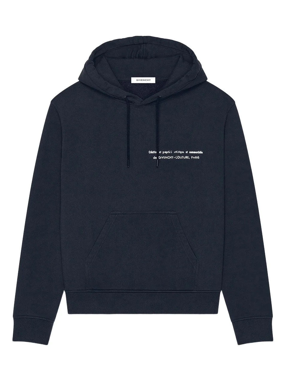 Men's Couture Seam Hoodie in Fleece with Archives Print - Night Blue