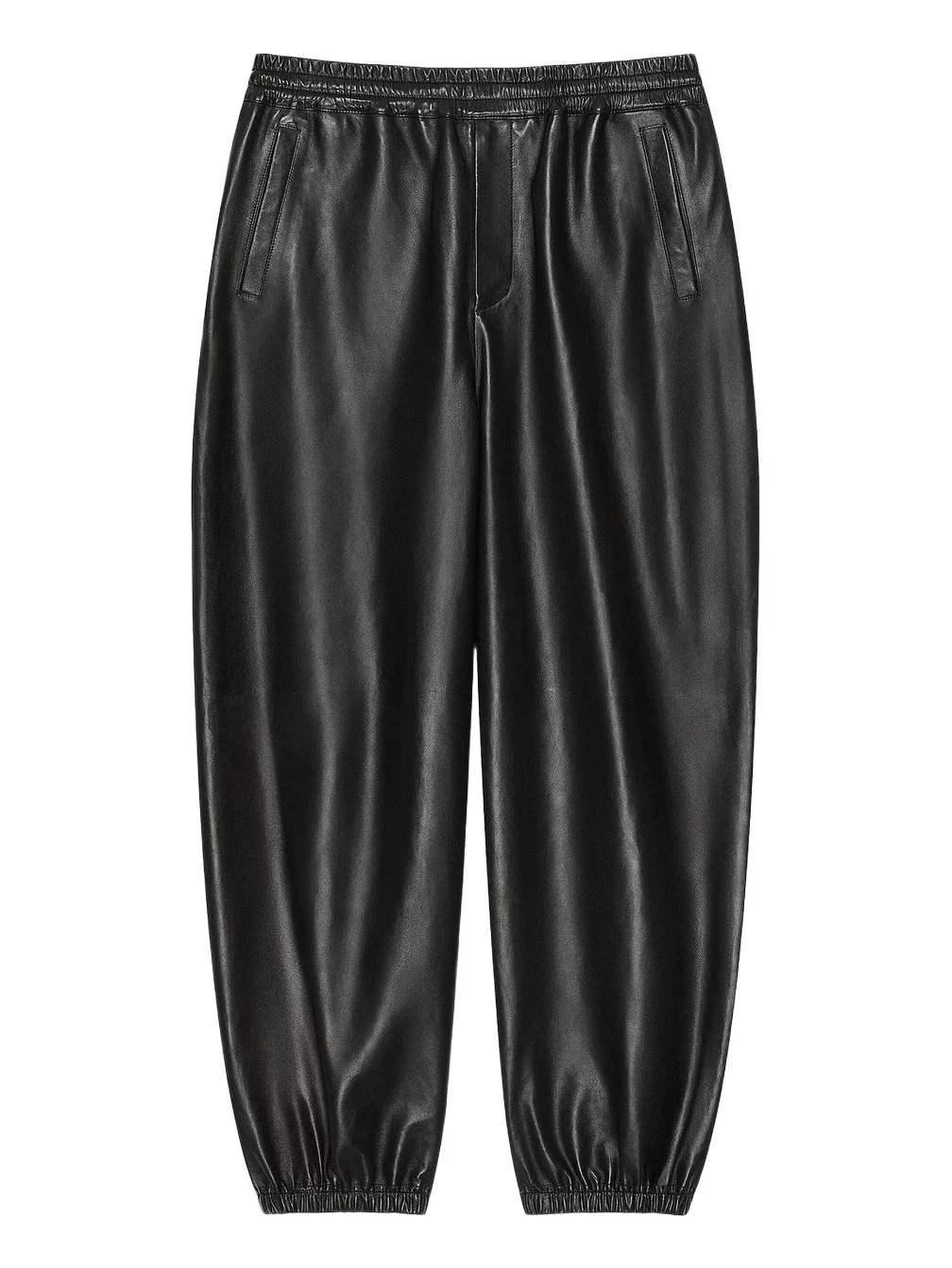 Men's Couture Seam Jogger Pants in Nappa Leather - Black