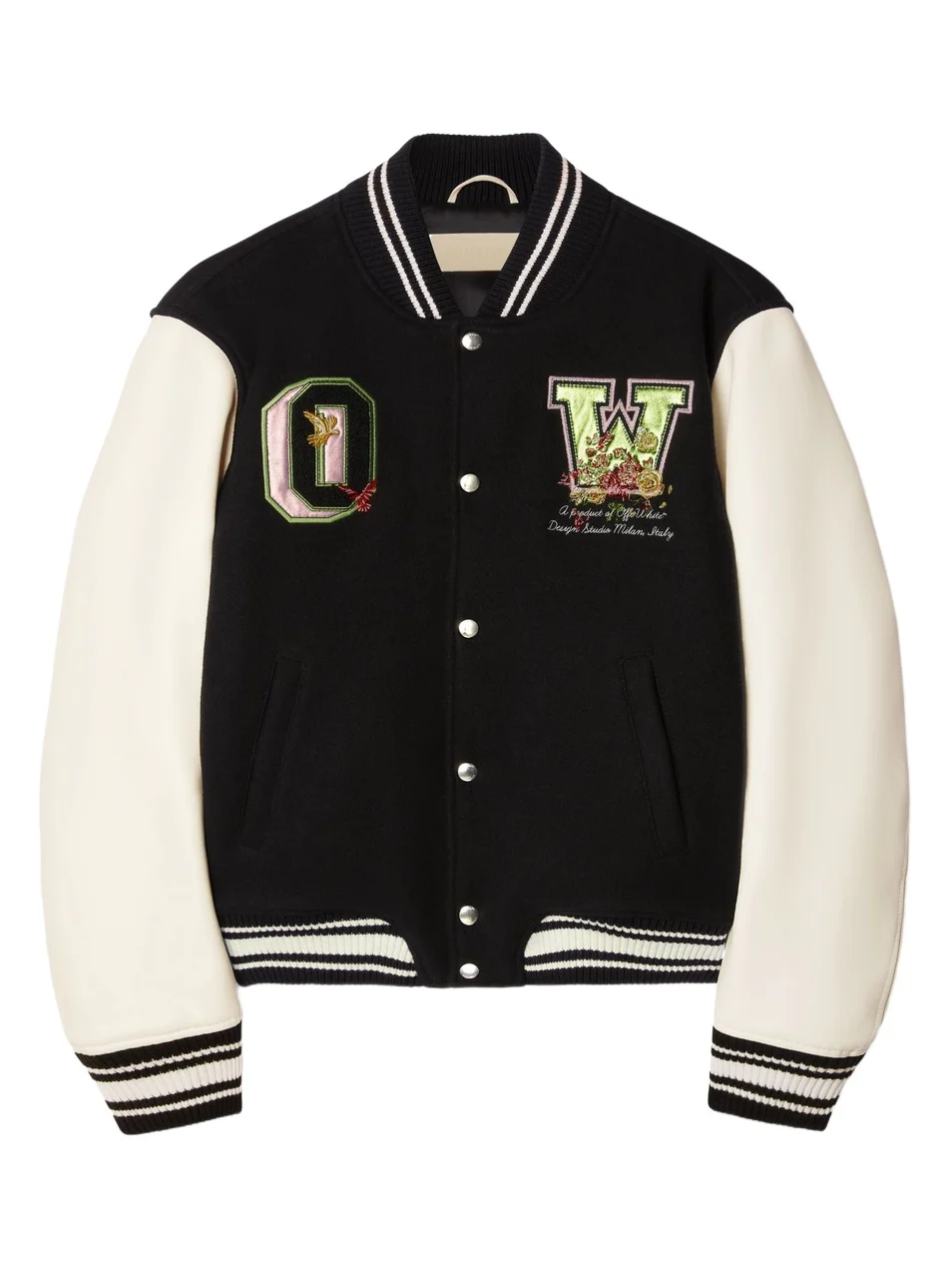 Off-White Black Flowers Varsity Jacket