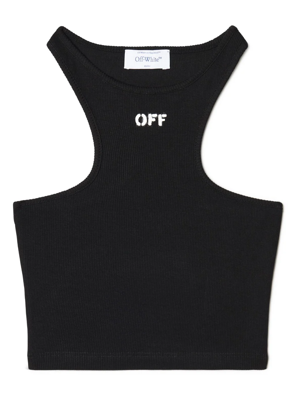 Black Off Stamp Ribbed Top Black Off Stamp Ribbed Top