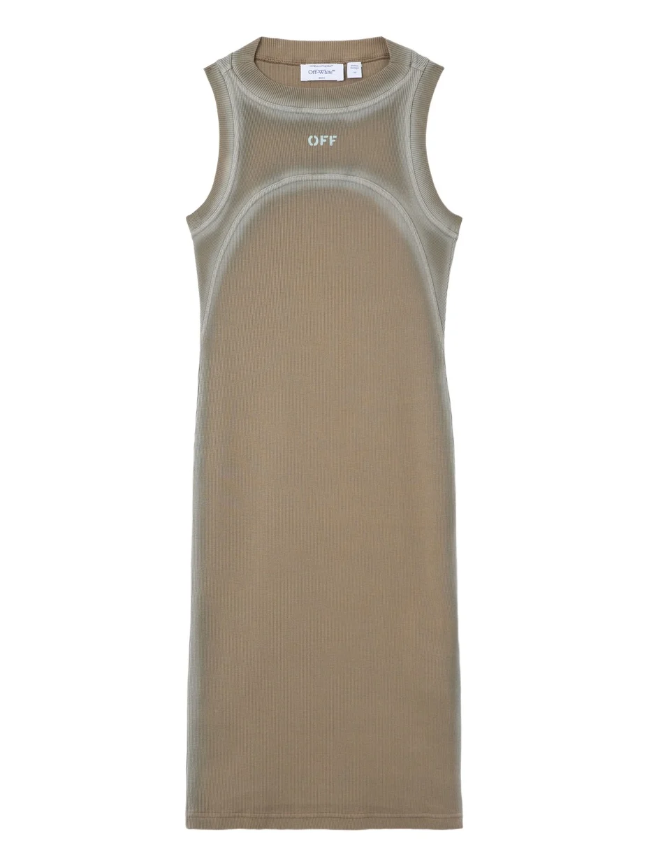 Spray Off Stamp Ribbed Round Dress