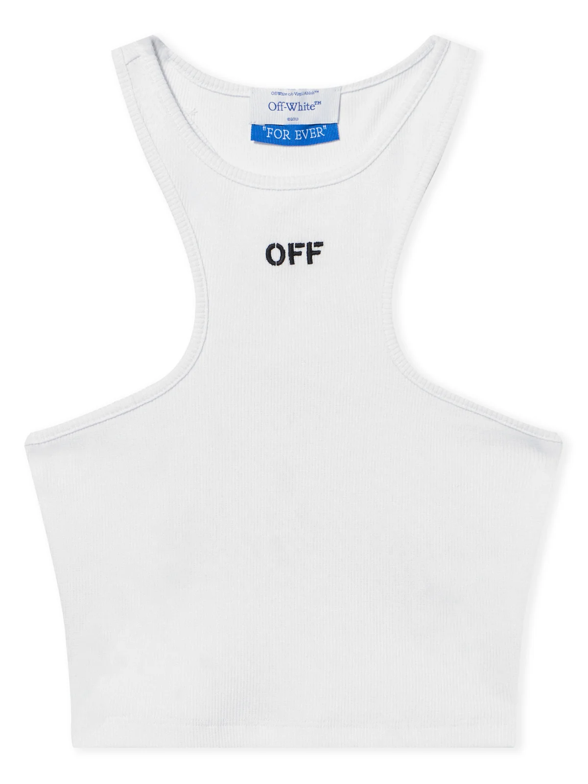 White Off Stamp Ribbed Top White Off Stamp Ribbed Top