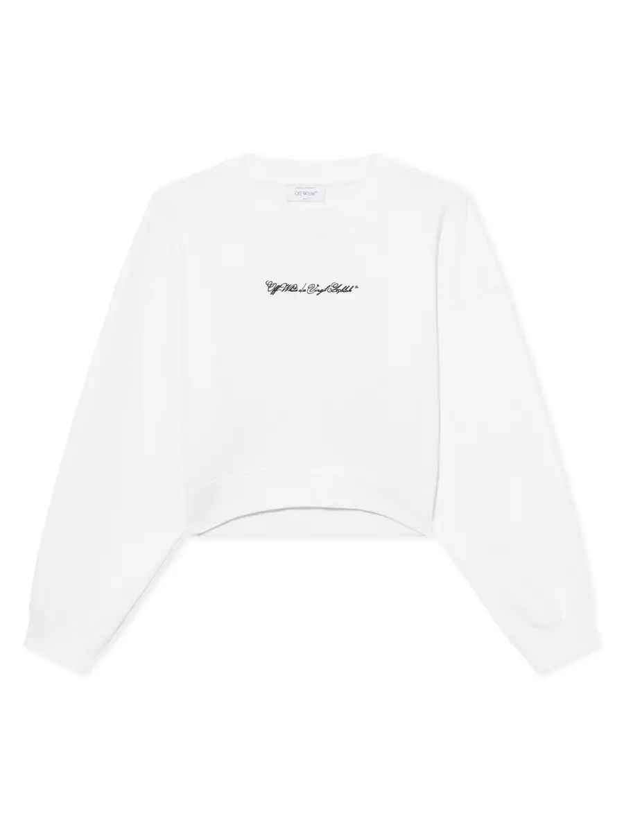 Off-White Embroidered Arrow Script Crop Crewneck