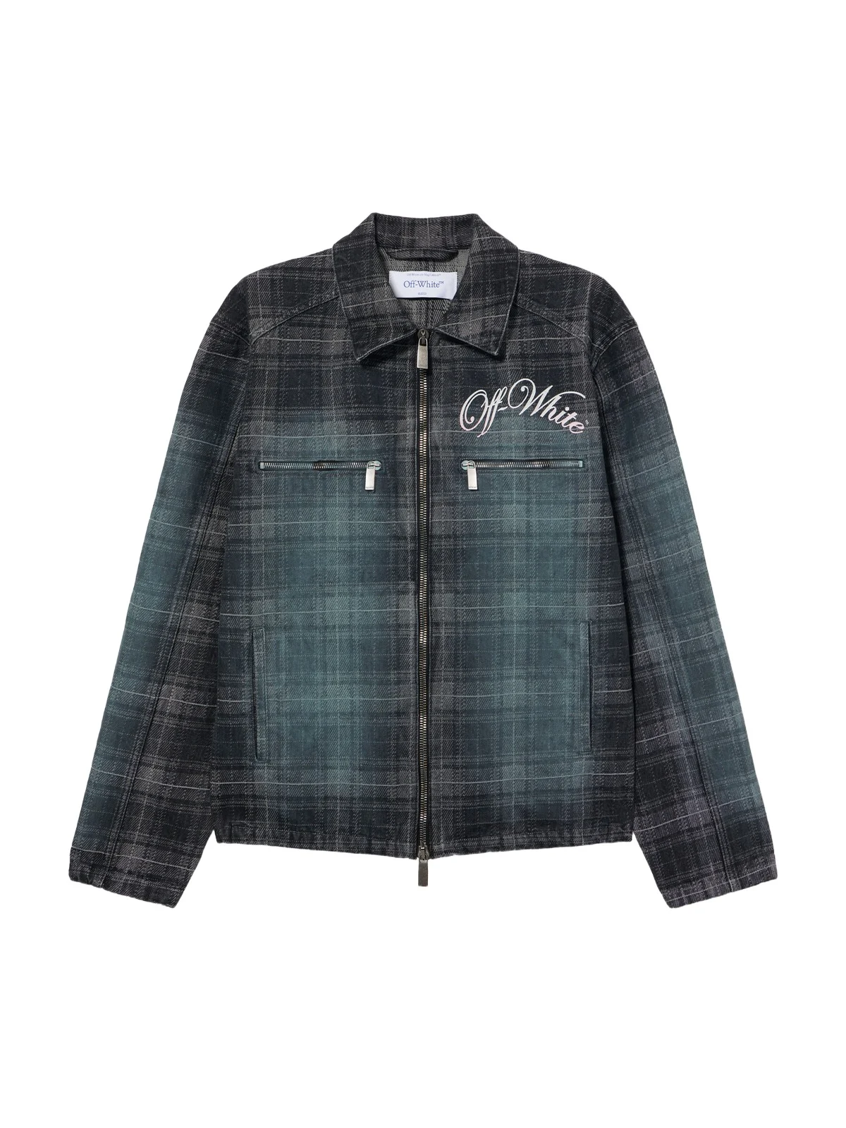 Off-White Check Jacquard Skate Coach Denim Jacket