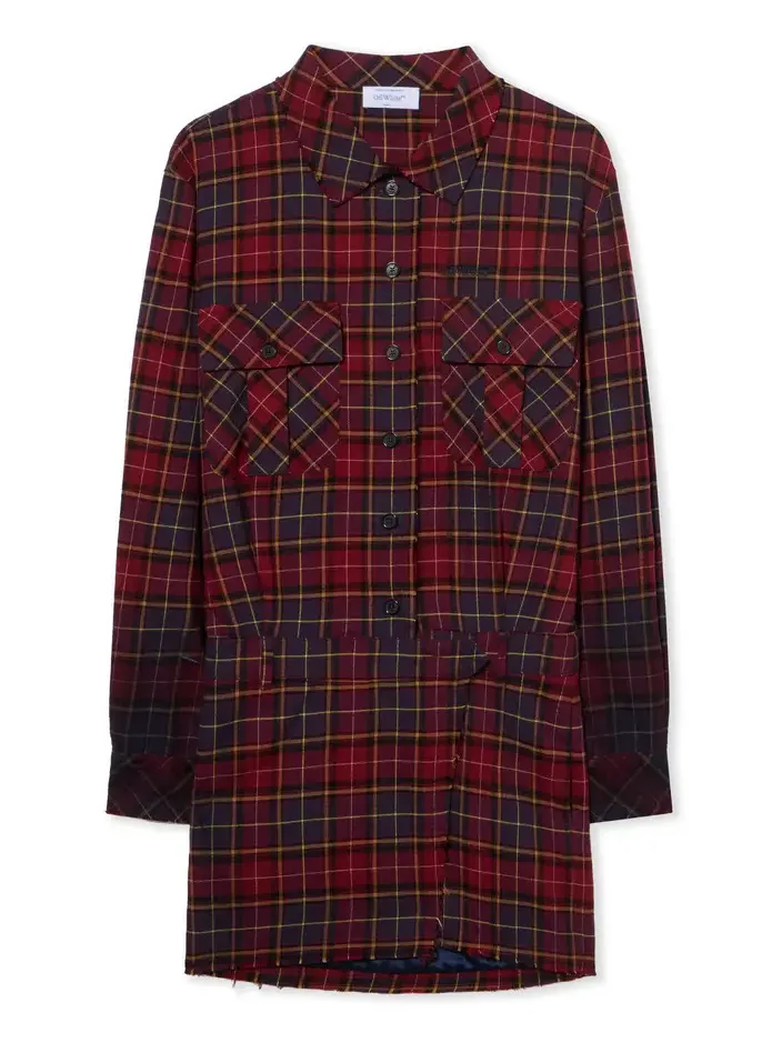 Off-White Check Flannel Arrow Dress