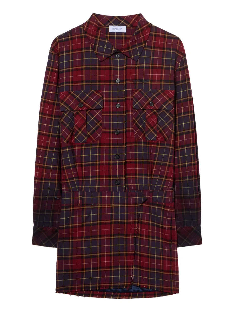 Off-White Check Flannel Arrow Dress
