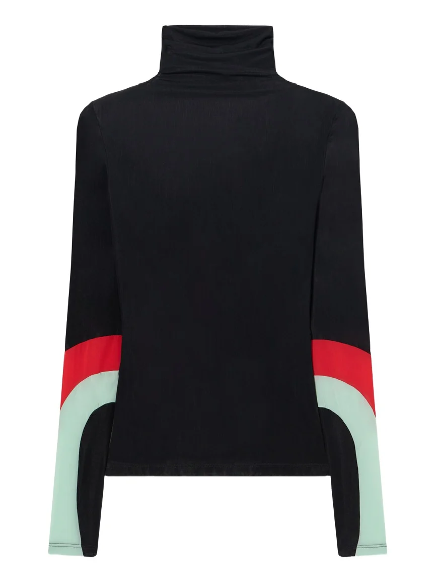 Off-White Long-Sleeved Turtleneck with Color Insert