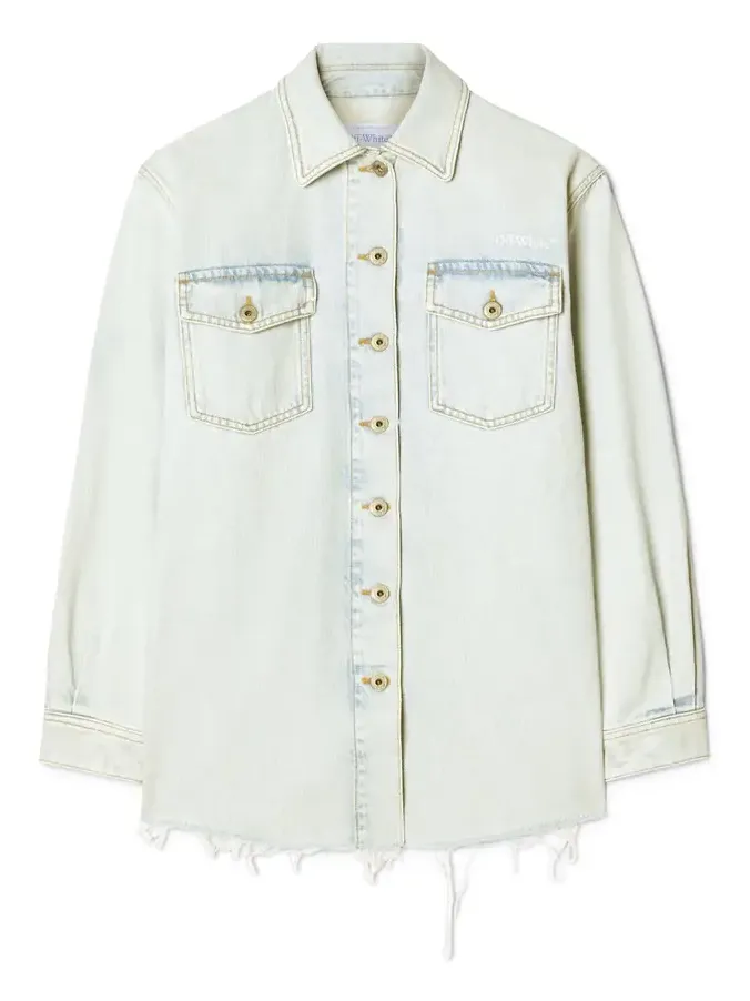 Fresco Arrow Denim Shirt Jkt Bleach-Whit
