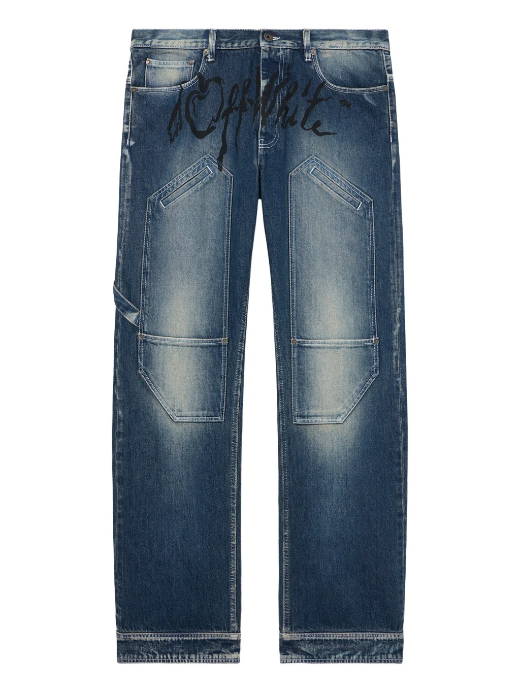 Off-White Cherry Diagonal Twist Stack Jeans