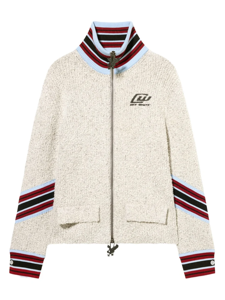 Off-White Bouclé Zip Cardigan