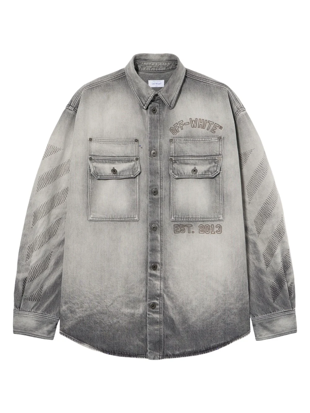 Off-White Diagonal Embroidered Denim Military Overshirt