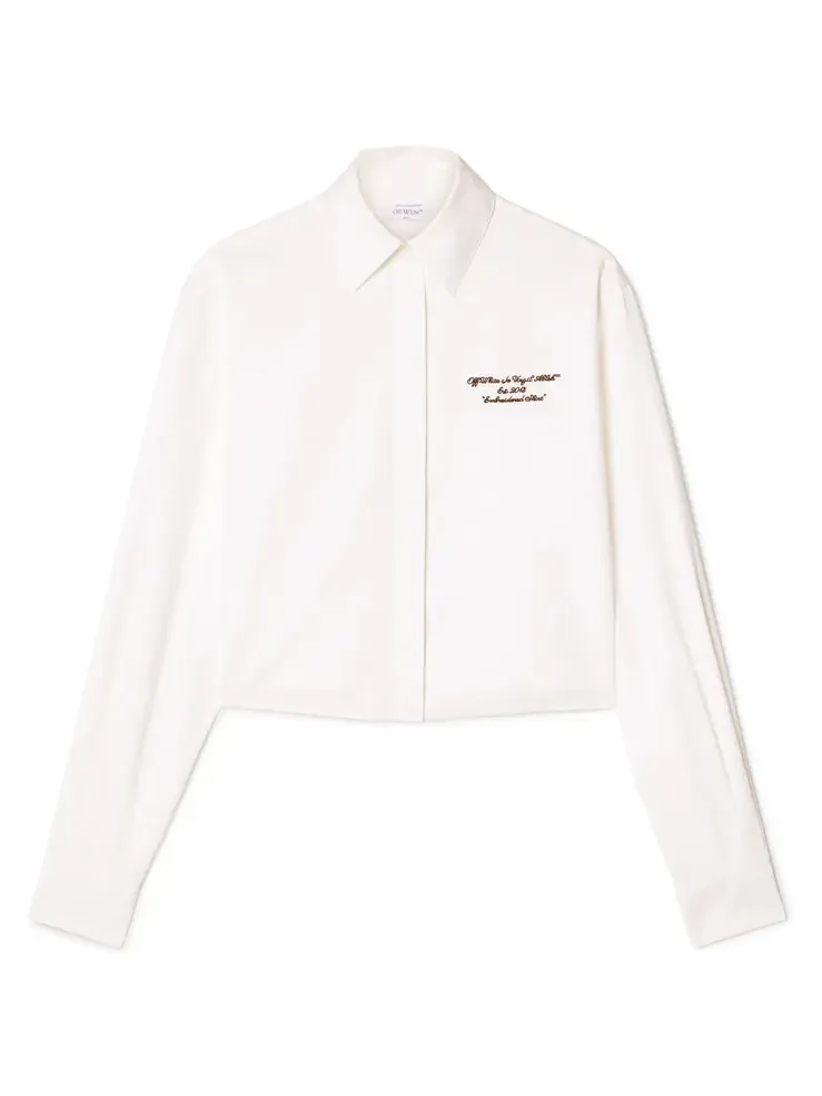 White Poplin Boxy Long-Sleeved Shirt