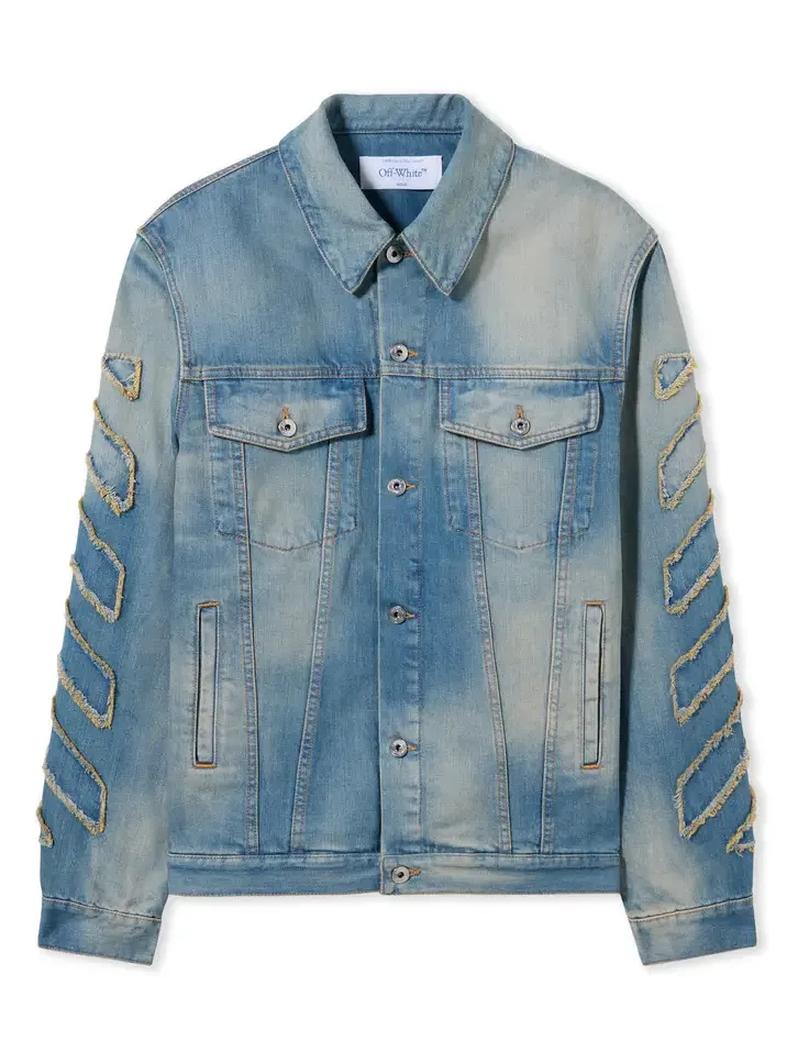 Off-White Diagonal Raw Patch Denim Jacket