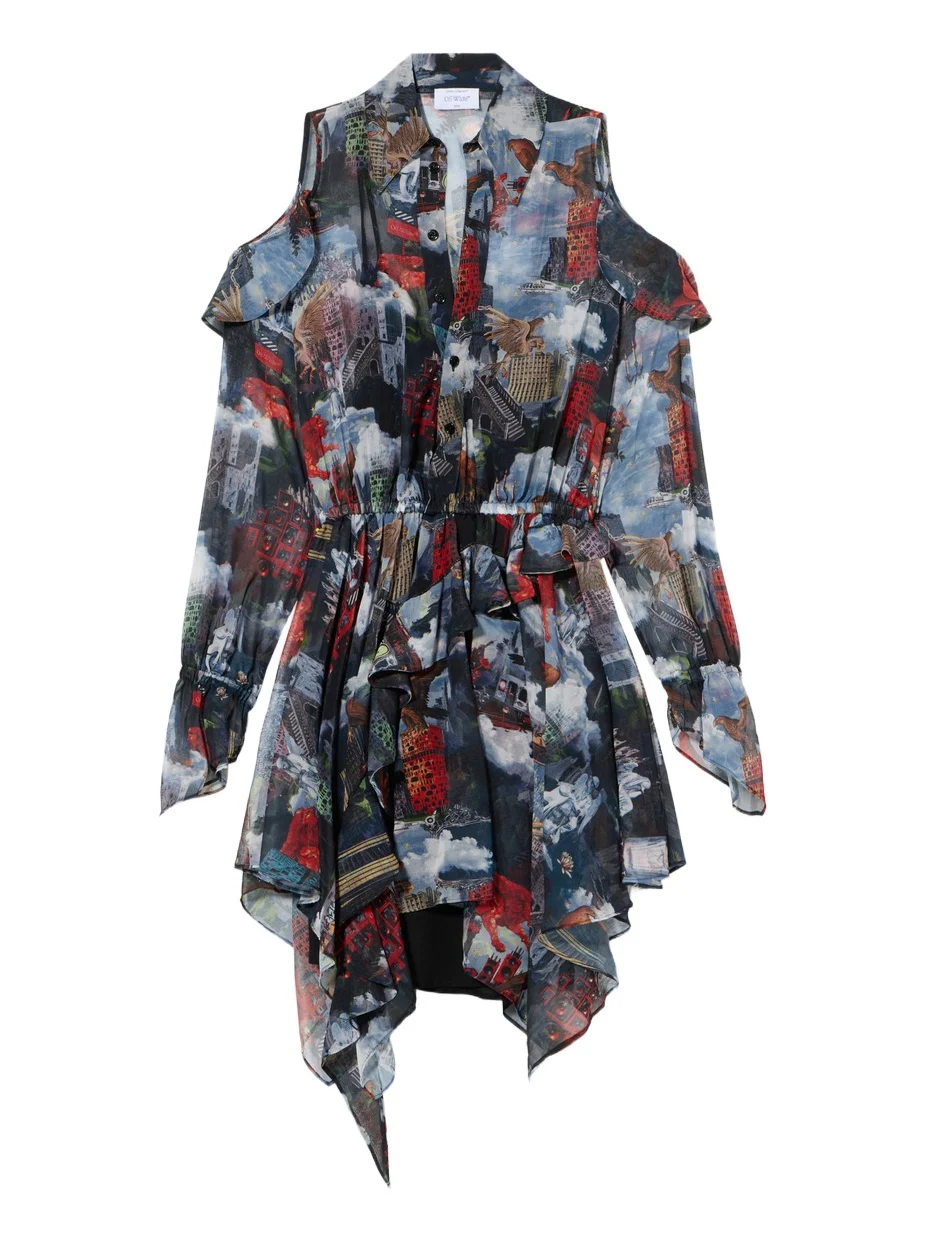 Off-White World Paint Geo Romantic Dress