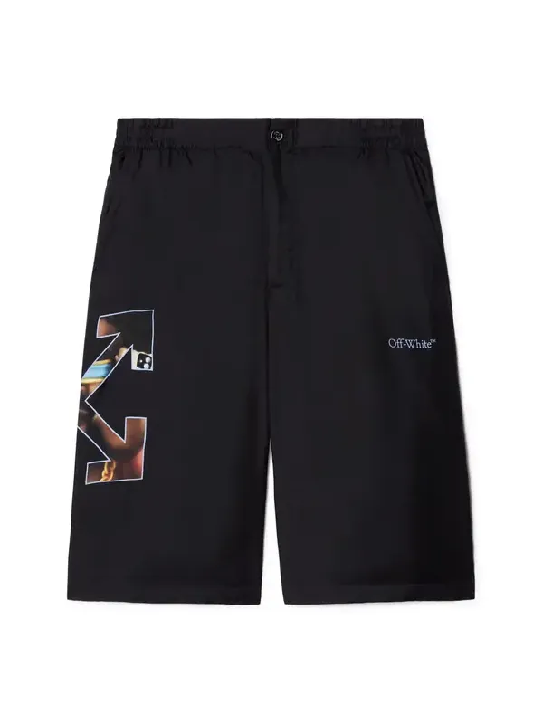 Off-White Black Barber Arrow Silk Bowling Shorts