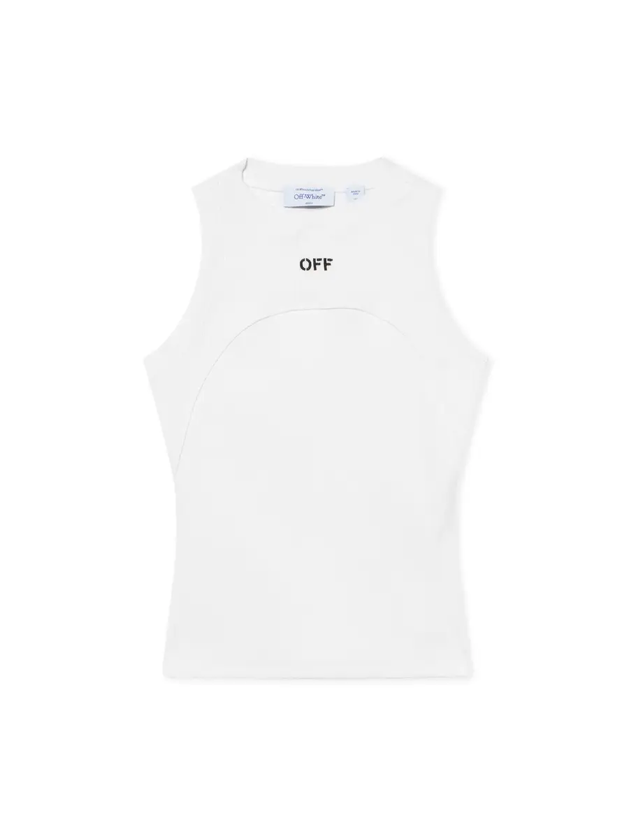 Off Stamp Ribbed Round Tank Top Off Stamp Ribbed Round Tank Top