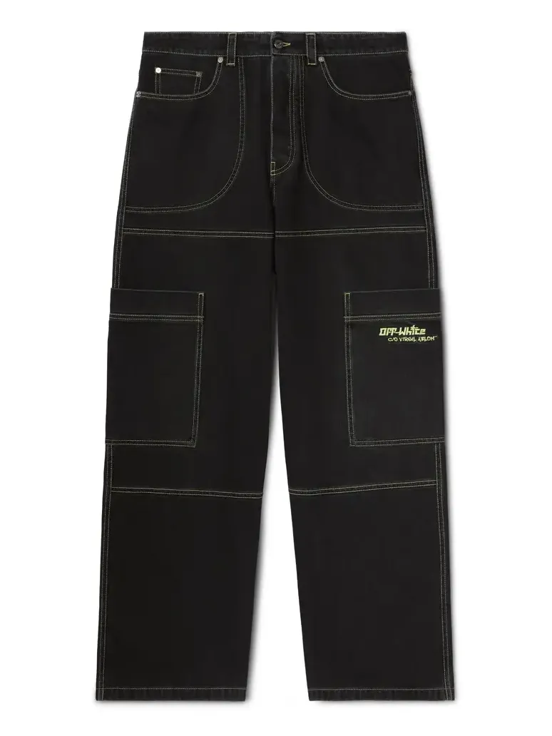 Off-White Black Irregular Cargo Jeans