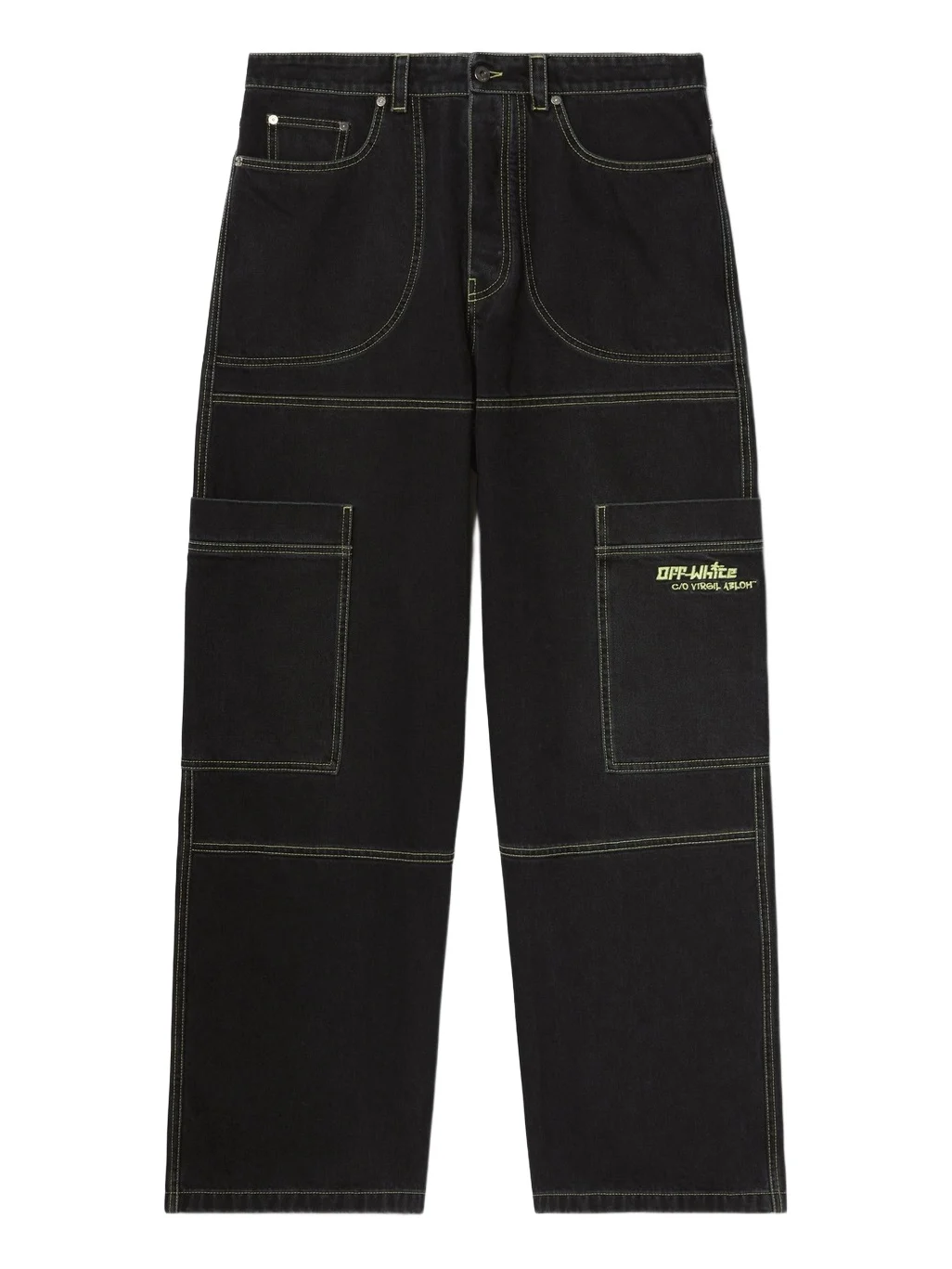 Off-White Black Irregular Cargo Jeans