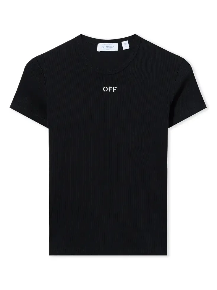 Off Stamp Ribbed Basic T-Shirt