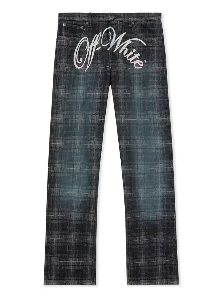 Off-White Check Jacqaurd Slim Relax Jeans