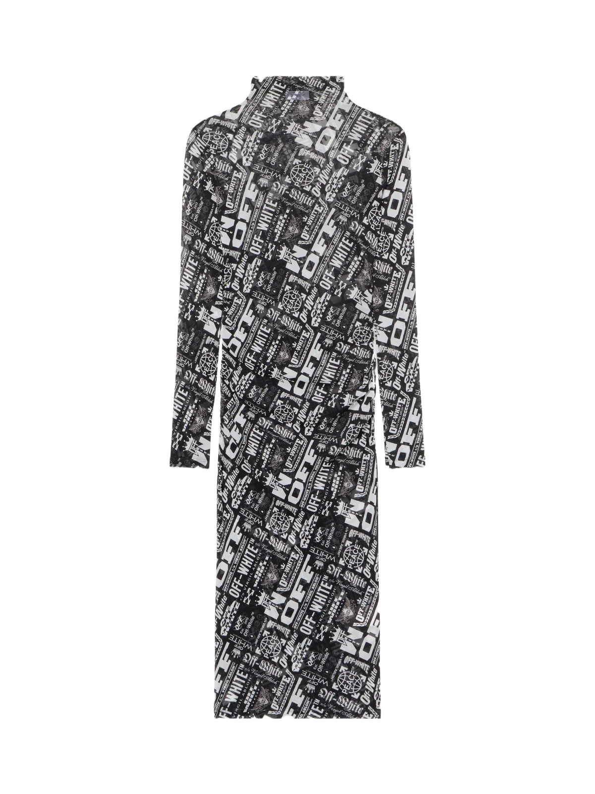 Multilogo Mesh Gather Midi Dress Multilogo Mesh Gather Midi Dress