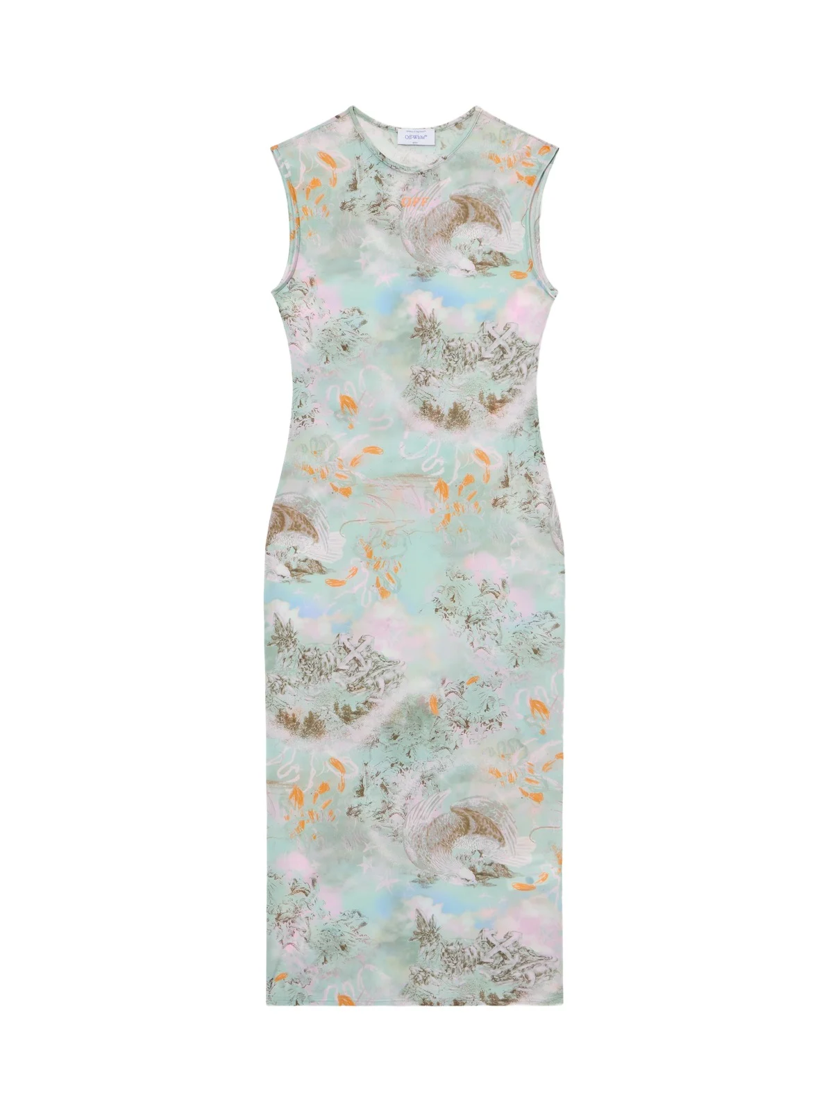 Off-White Light Jersey Storytelling Sleeveless Dress