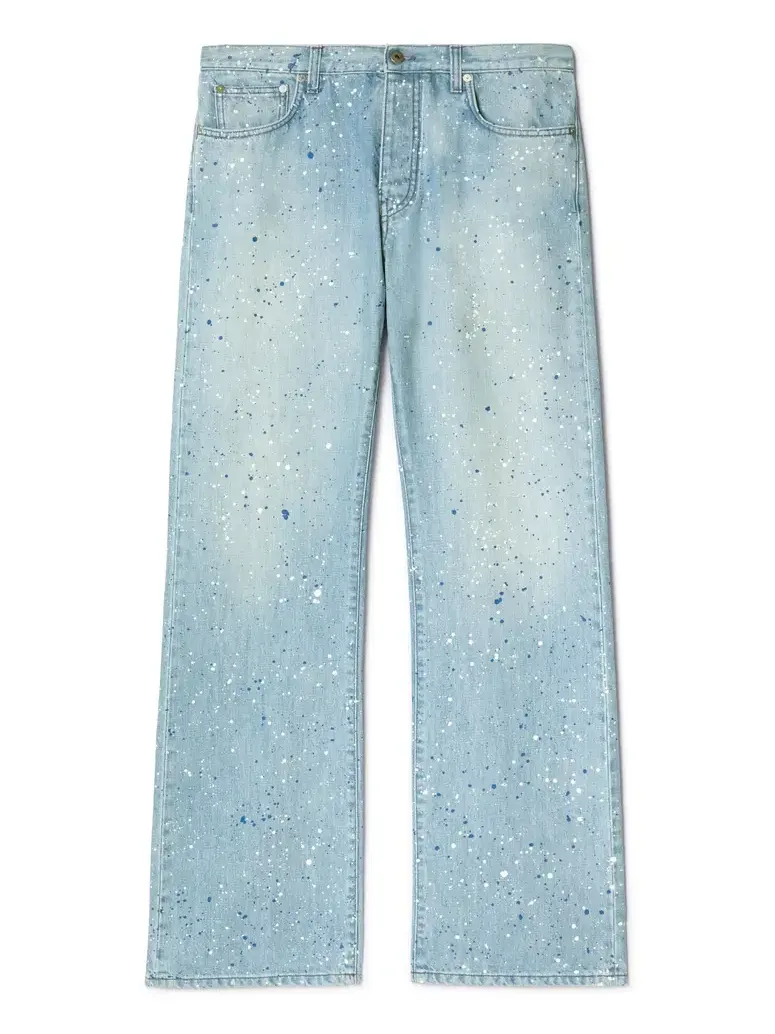 Off-White Paint Relaxed Jeans Navy Blue - Multicol