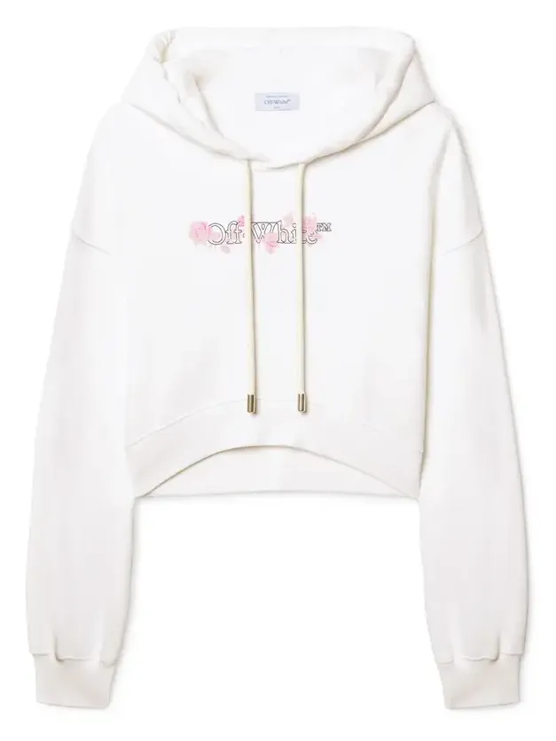 Off-White White Bookish Rose Cropped Hoodie