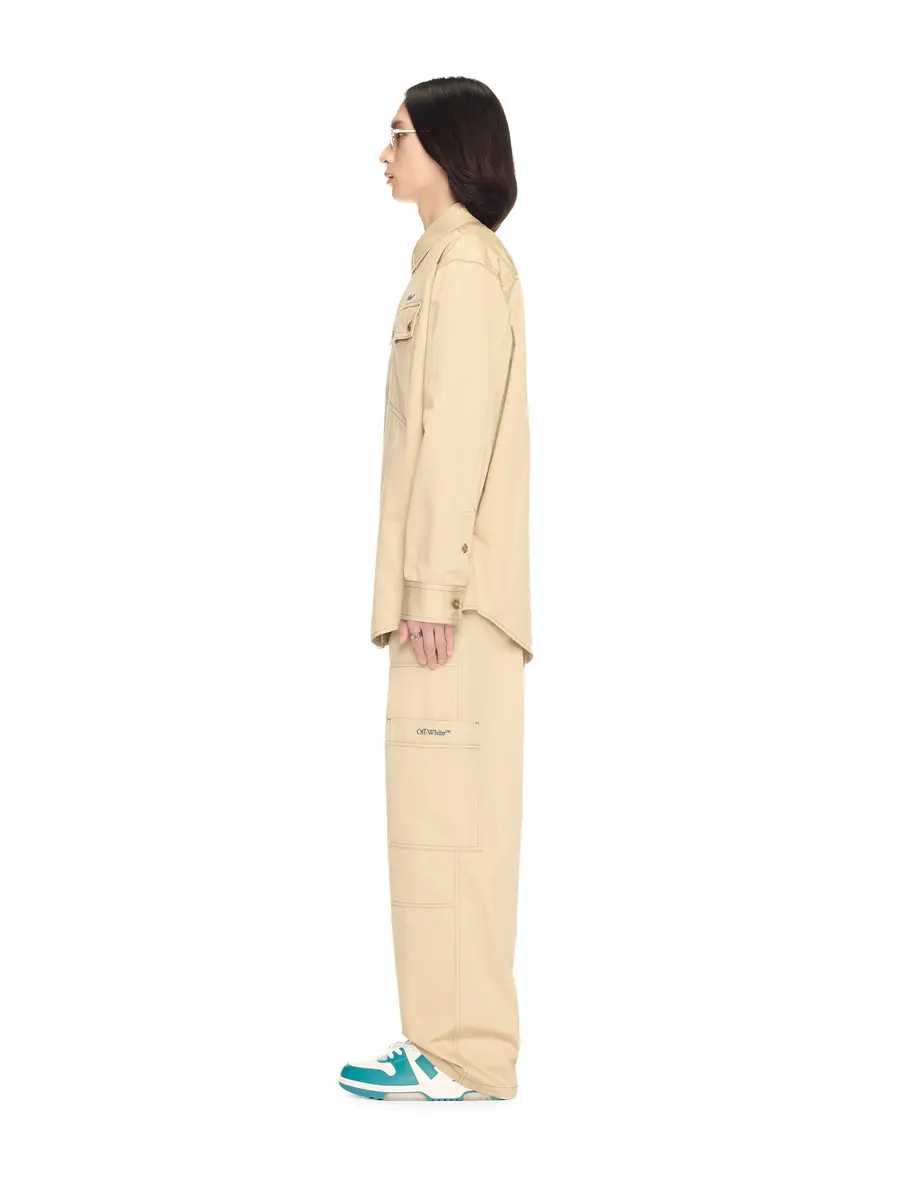 Off-White Beige Stitch Military Overshirt | Thumbnail 5