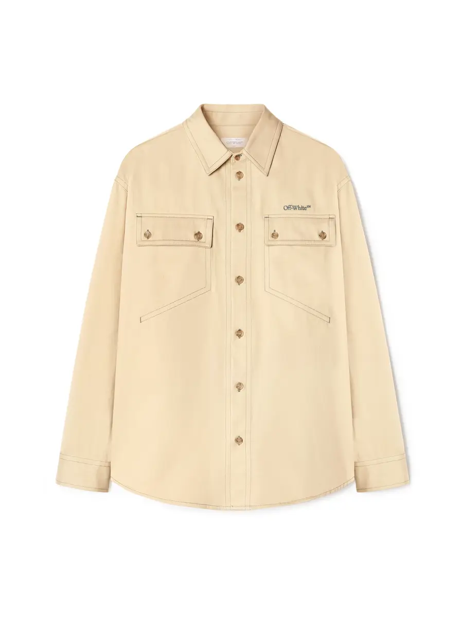 Off-White Beige Stitch Military Overshirt | Thumbnail 8