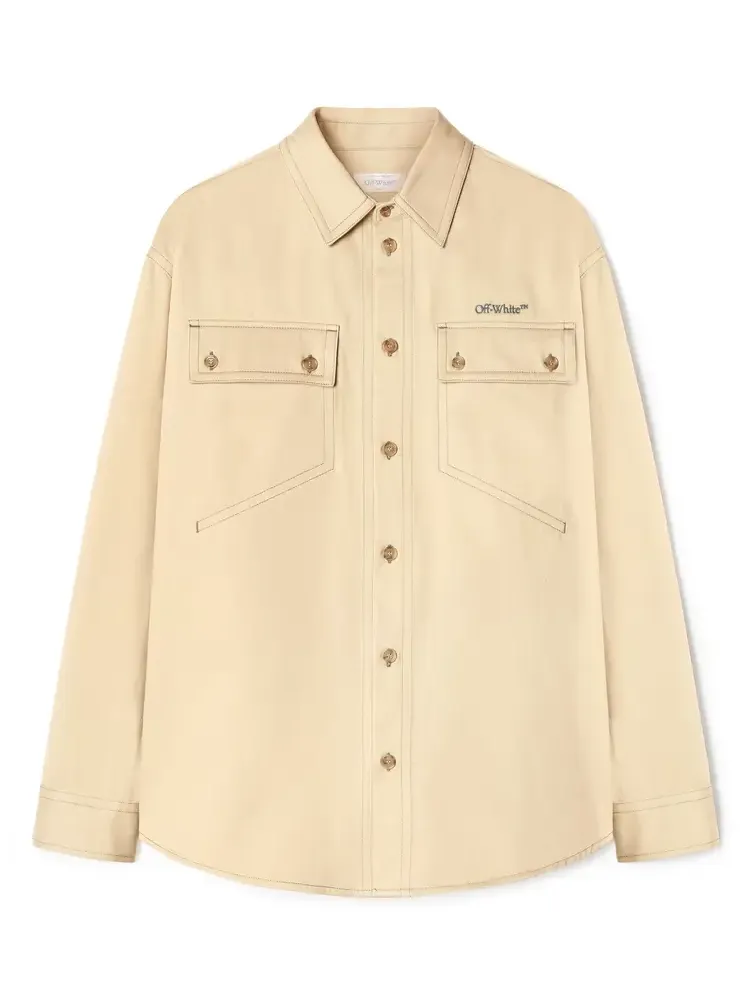 Beige Stitch Military Overshirt Beige Stitch Military Overshirt