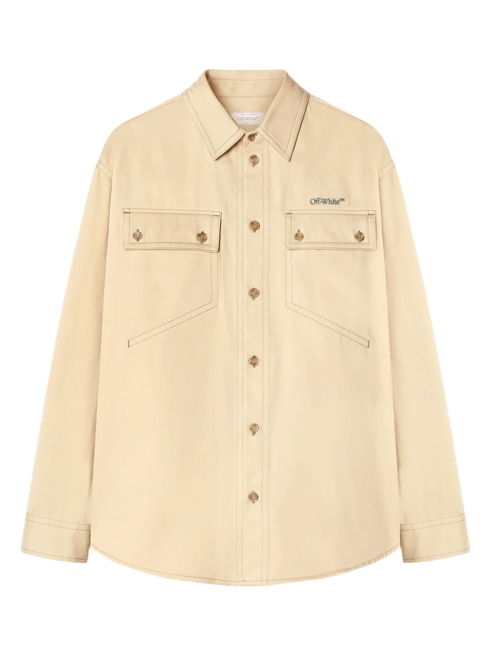 Off-White Beige Stitch Military Overshirt