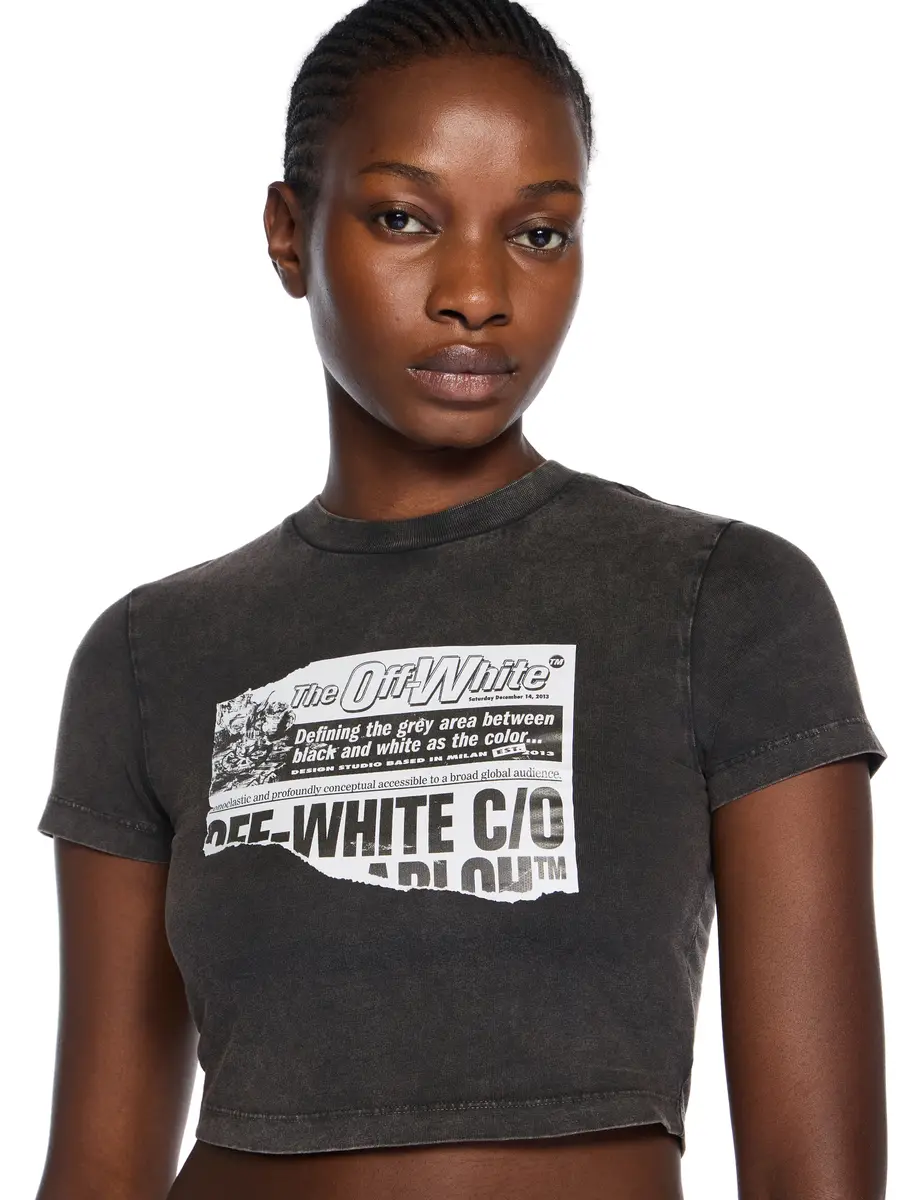 Off-White News Print 90s Crop Logo Tee | Thumbnail 5