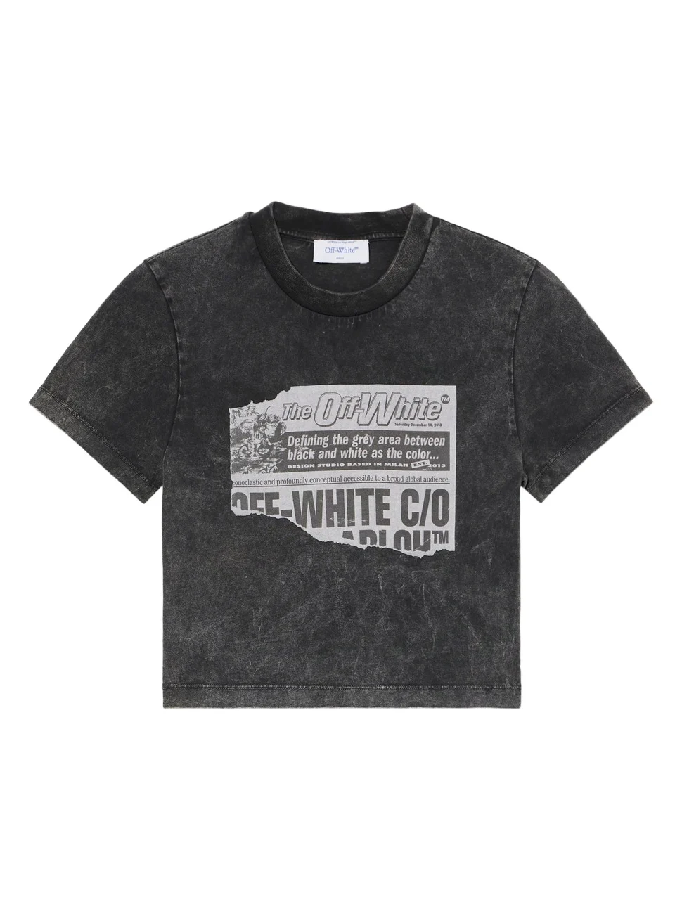 Off-White News Print 90s Crop Logo Tee