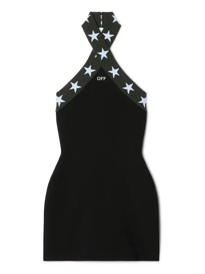 Black Starry Cross Collar Mini Dress
