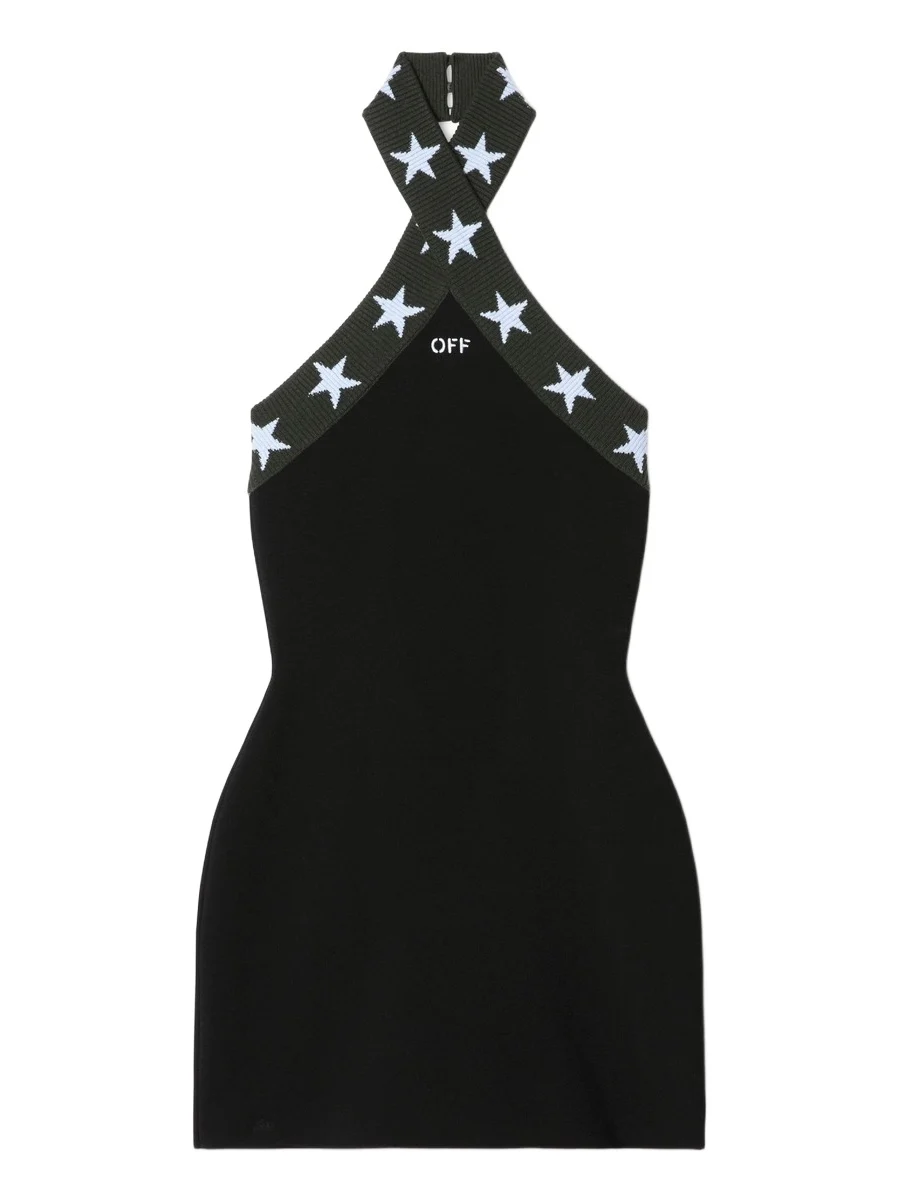 Black Starry Cross Collar Mini Dress Black Starry Cross Collar Mini Dress