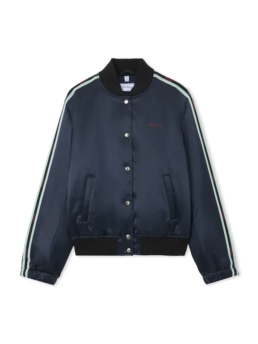 Off-White Satin Varsity Jacket | Image 1 Off-White Satin Varsity Jacket | Image 1