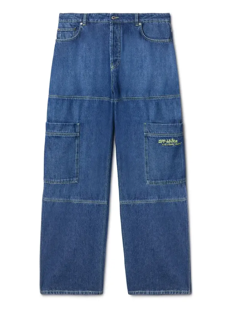 Off-White Blue Irregular Cargo Jeans