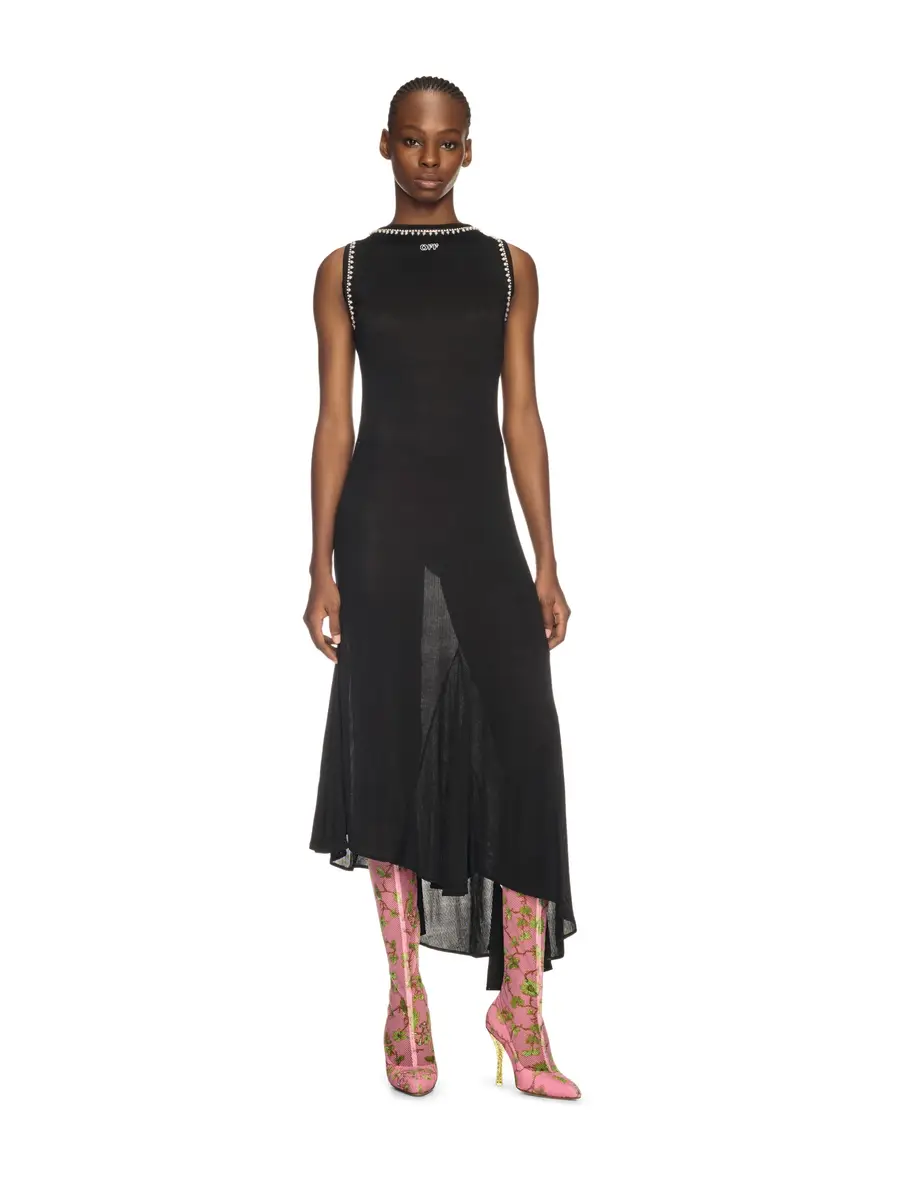 Off-White LIGHT RIB EMB 20S LONG DRESS | Thumbnail 2 Off-White LIGHT RIB EMB 20S LONG DRESS | Thumbnail 2