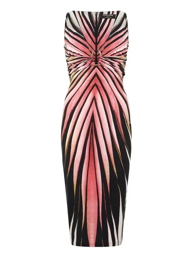 Sheath Dress With Ray Of Pink Print Sheath Dress With Ray Of Pink Print
