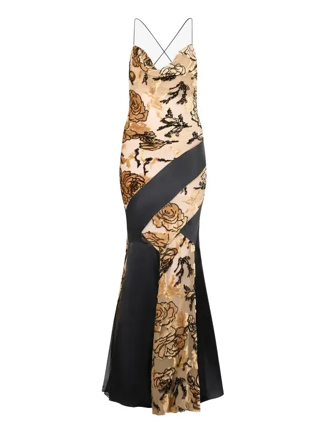 Slip Dress With Rose Pattern Slip Dress With Rose Pattern